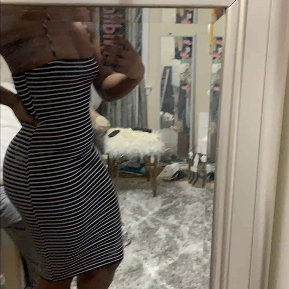 White and navy blue bodycon dress